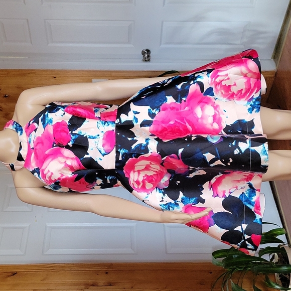 B.Darlin Sleeve Less Floral Skater Dress - Picture 2 of 4